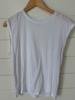 Frame White Mid Rise Muscle Sleeveless organic Peru Cotton Tank Large